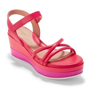 New Cole Haan Womens GA Addison Flatform Wedge Pink Platform Sandals Size 9